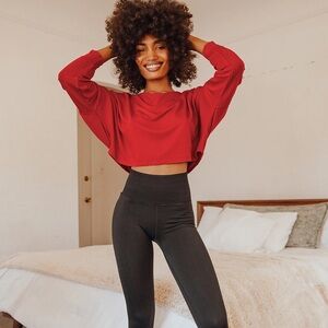 Look At Me Now Red Dolman Sleeve Crop Top